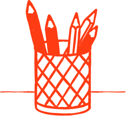 Drawing of a cup holding pencils